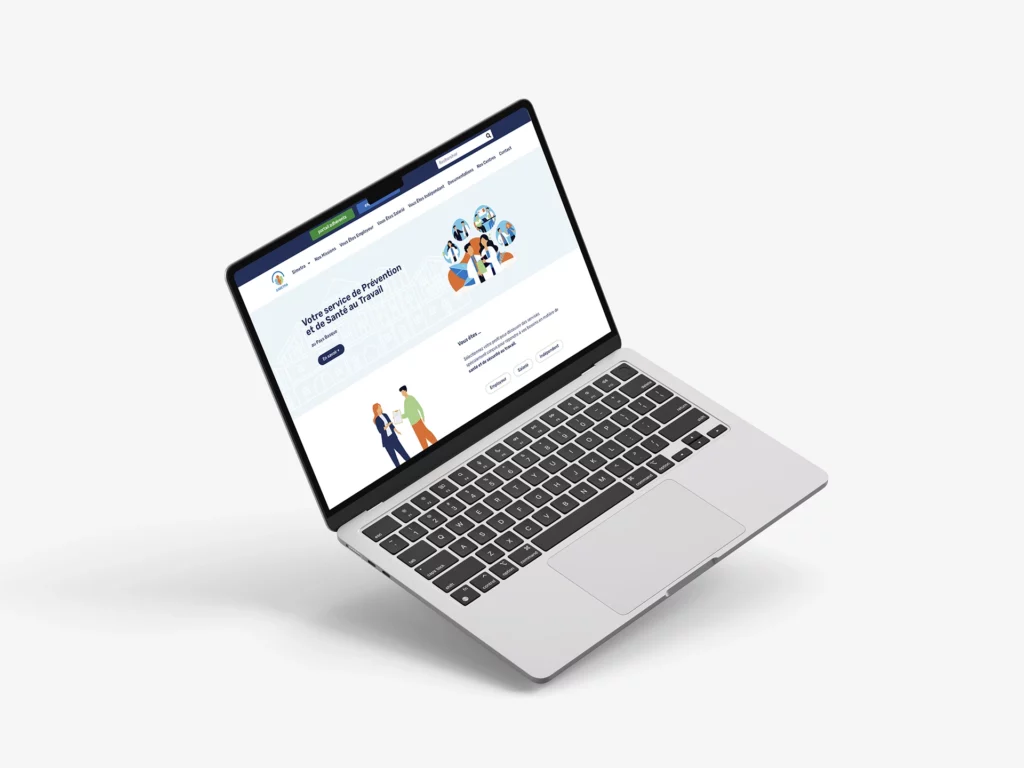 Site de Simetra affiché sur un ordinateur portable