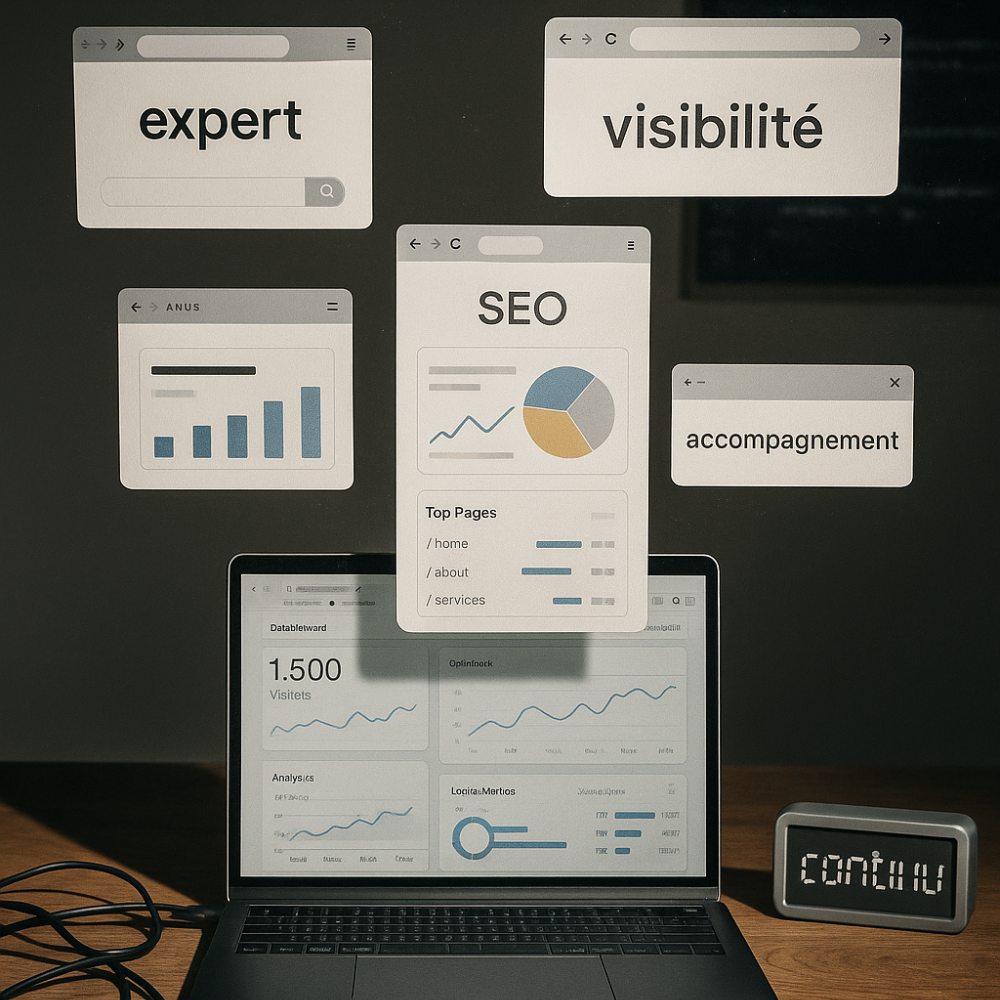 Audit SEO avec tableaux d’analyse et indicateurs de performance