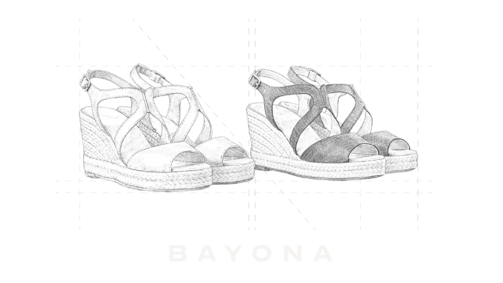 Croquis de recherche graphique pour Bayona
