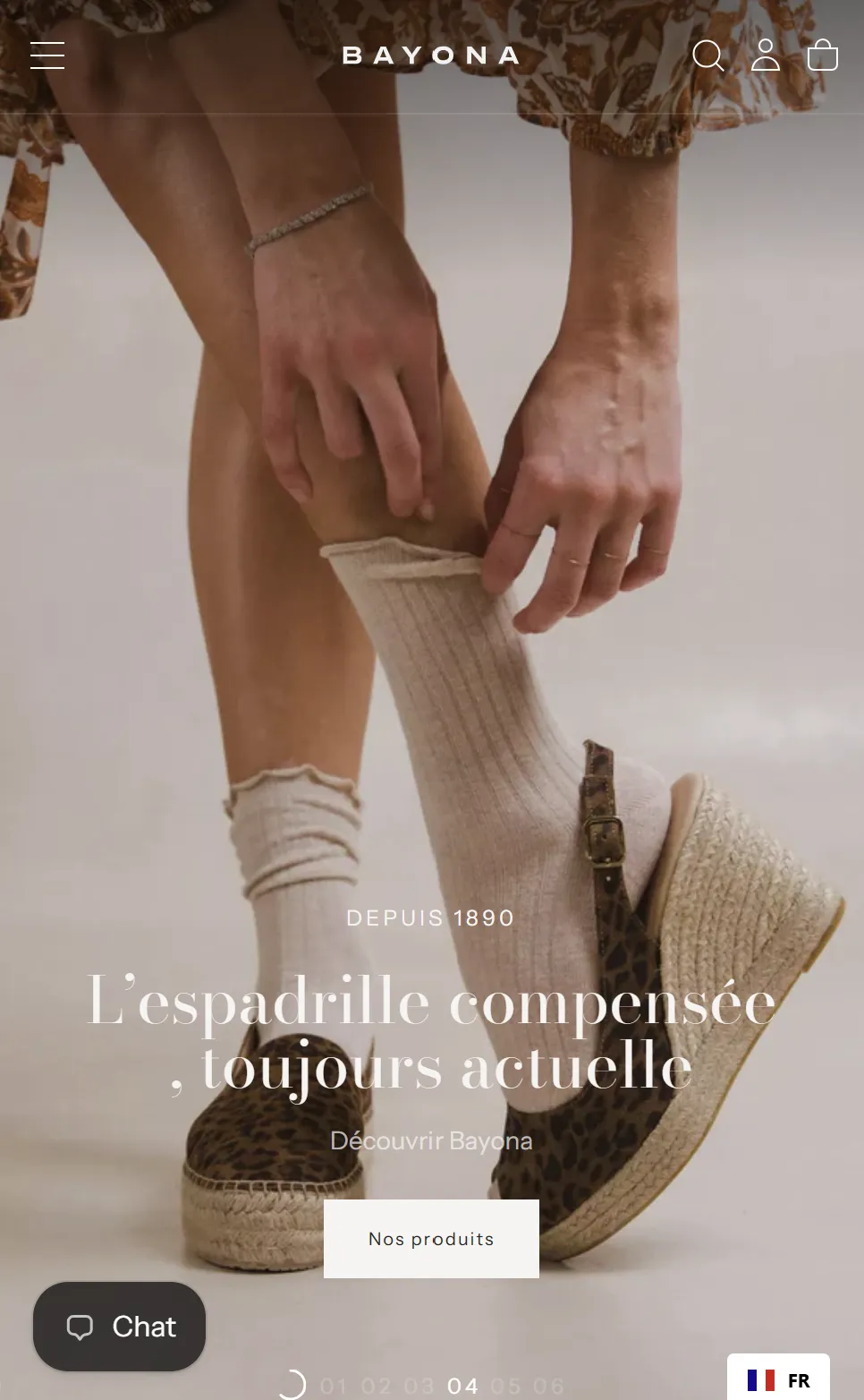 Boutique en ligne Bayona sur mobile