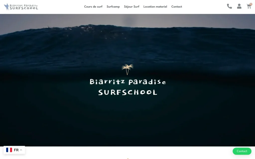 Site Biarritz Paradise Surf School sur ordinateur