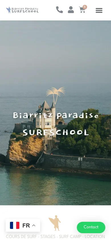 Site Biarritz Paradise Surf School sur mobile