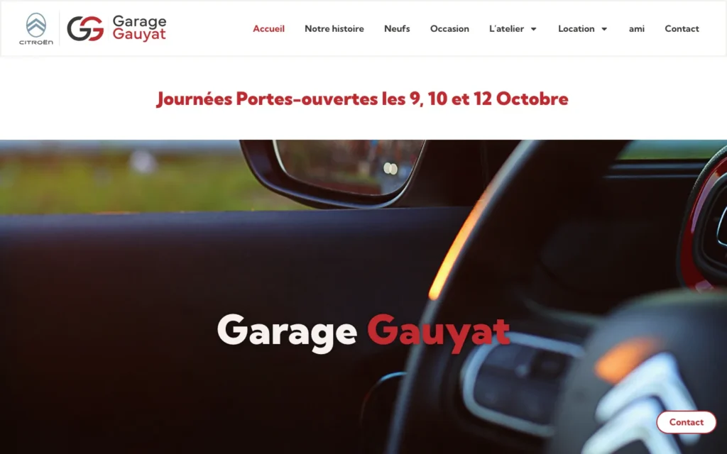 Site du Garage Gauyat sur ordinateur