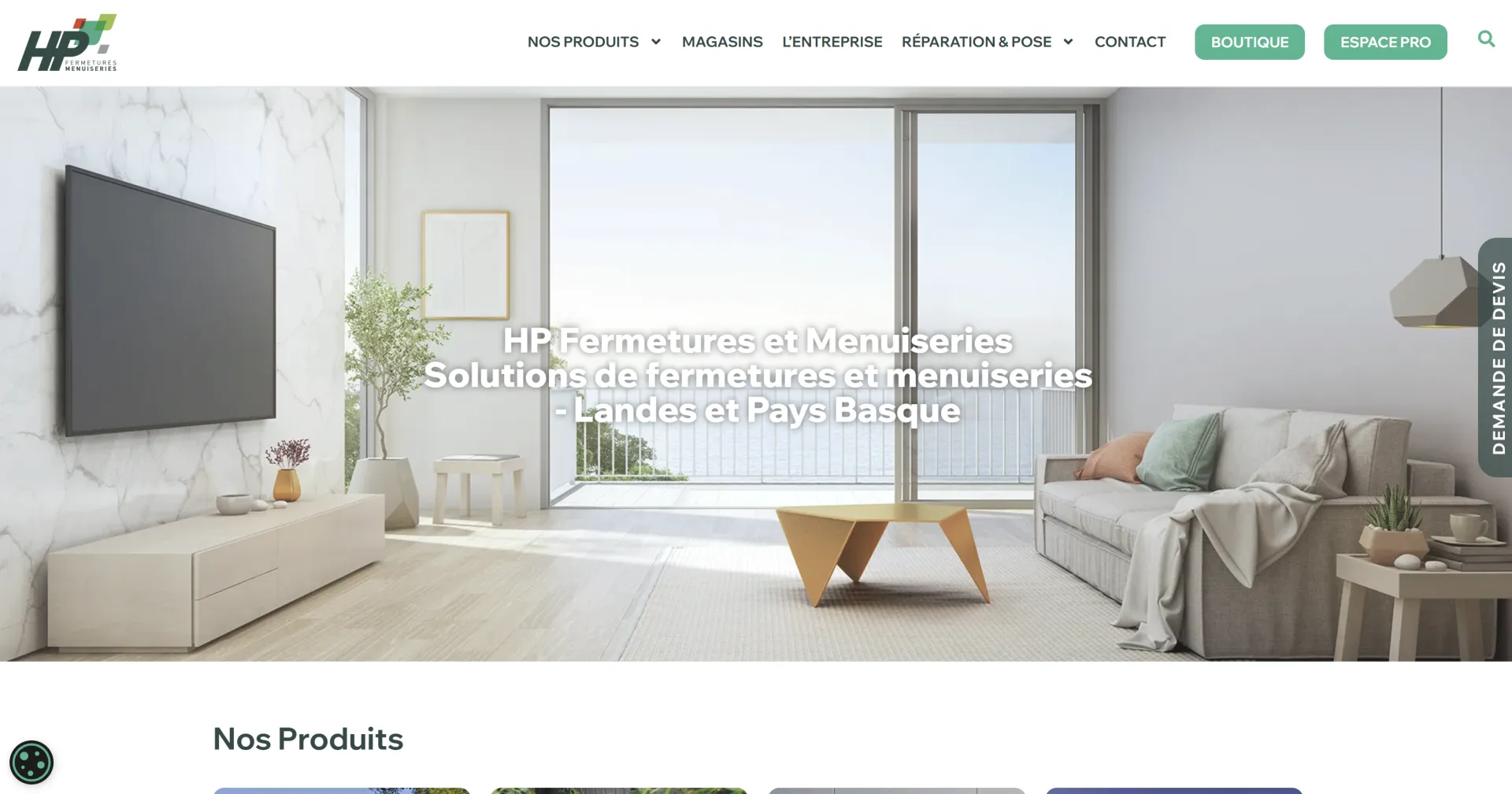 Site HP Fermetures et Menuiseries sur ordinateur