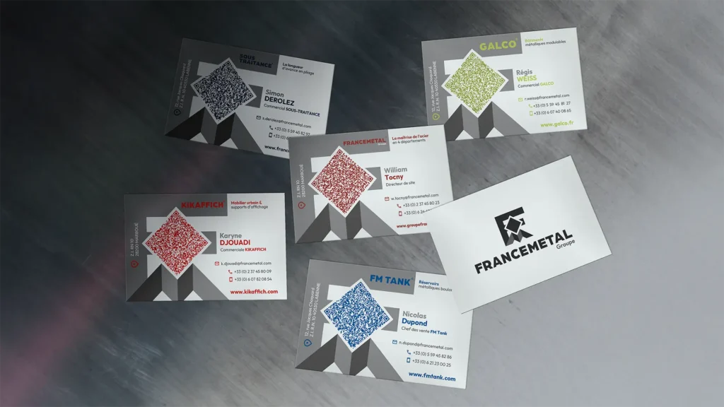 Cartes de visite des marques du groupe Francemetal