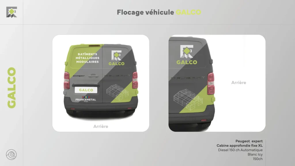 Flocage du véhicule Galco, vue arrière