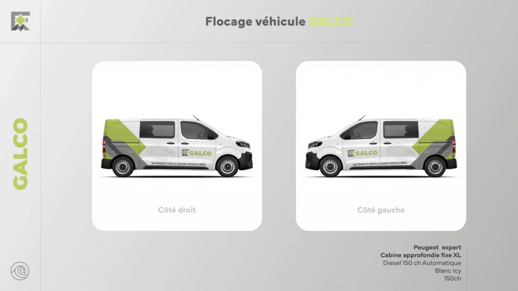 Flocage du véhicule Galco, côtés droit et gauche