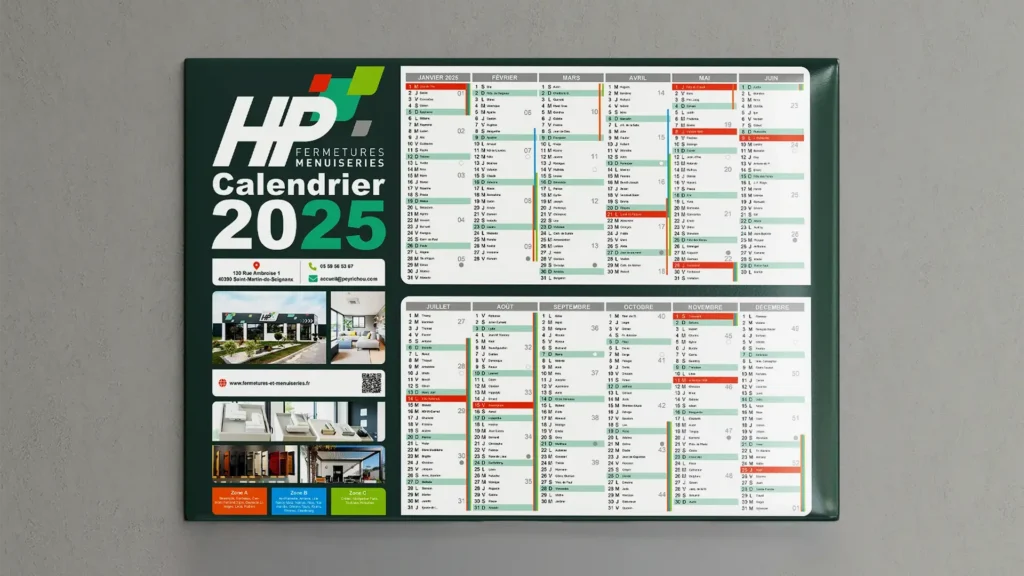 Calendrier 2025 HP Fermetures Menuiseries